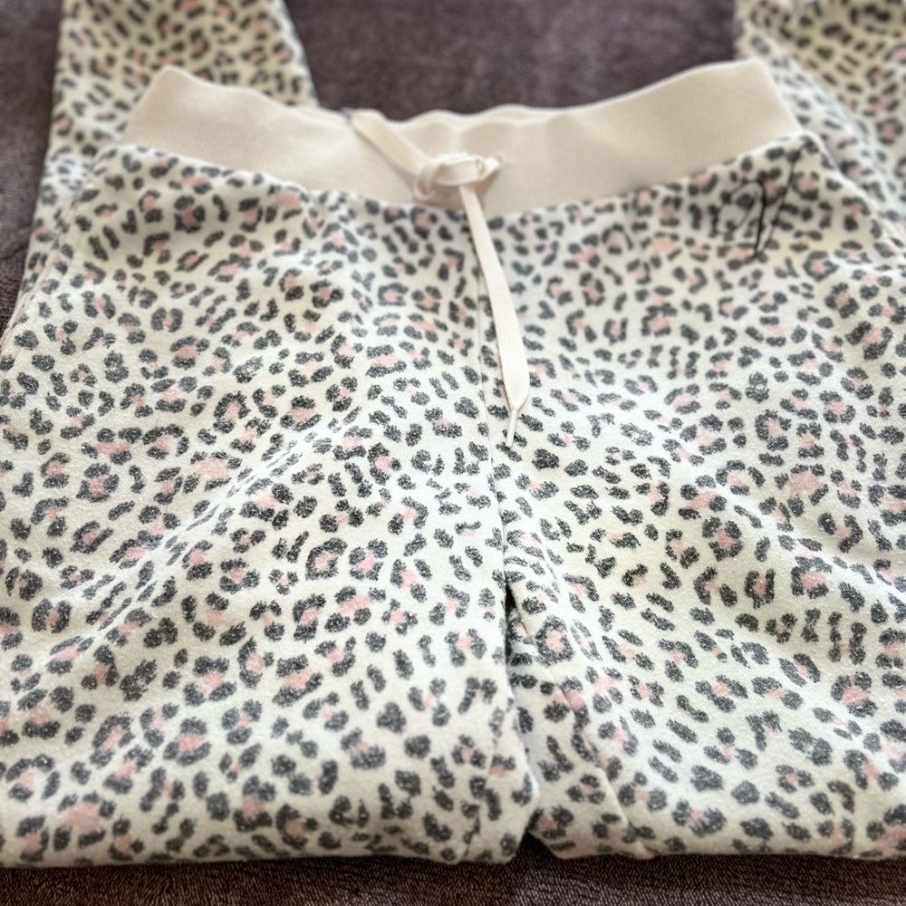 Victoria's Secret Cream Cheetah Joggers with Pink Gray Spots